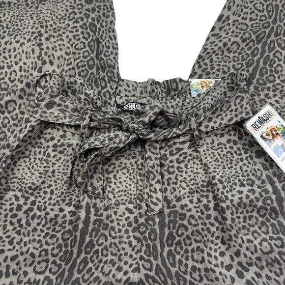 Rewash Animal Leopard Print Paperbag Wide Leg Rayon Cropped Pants Women's M - Picture 4 of 9